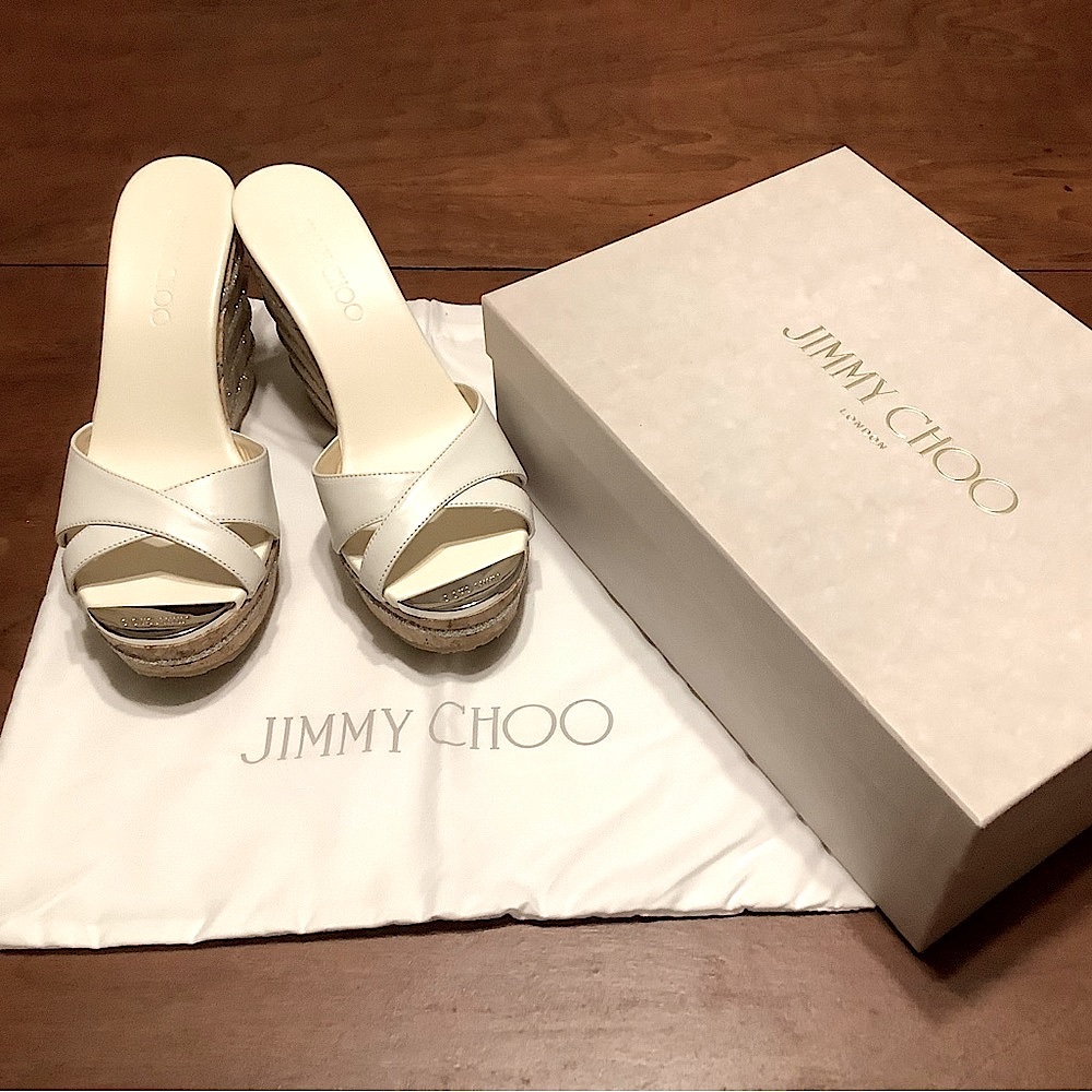 Jimmy Choo Sz 6 Metallic Wedge Sandals